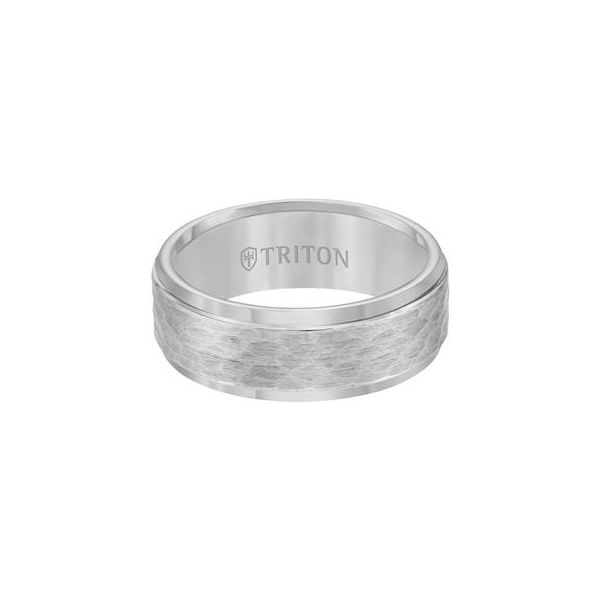 Tungsten Carbide Step Edge Hammered Center Band Carroll's Jewelers Doylestown, PA