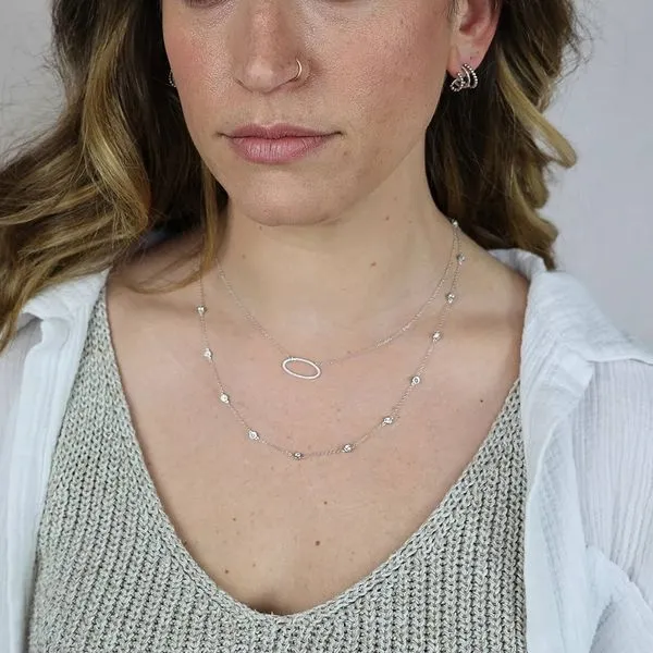 SS Oval necklace with Diamonds Image 2 Carroll's Jewelers Doylestown, PA