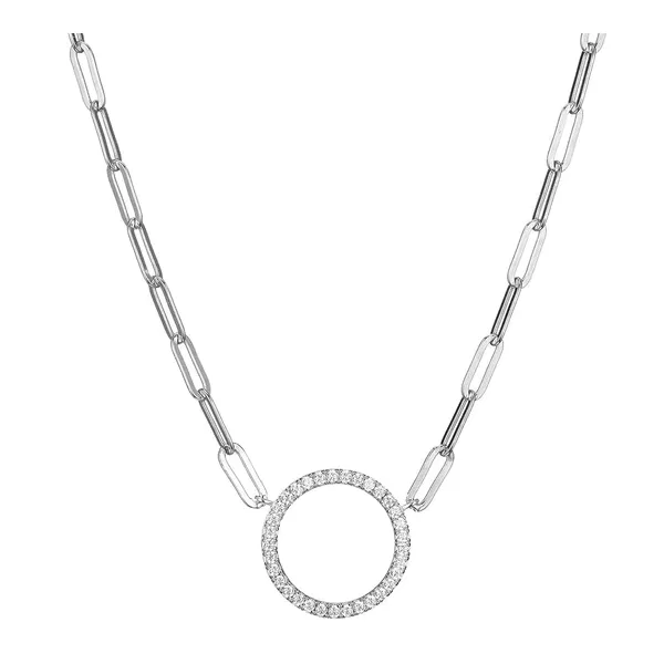 SS CZ Circle Necklace on Paperclip chain Carroll's Jewelers Doylestown, PA
