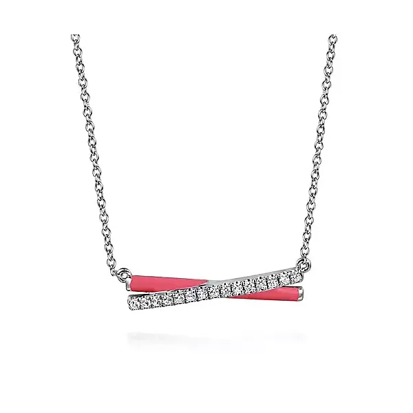 SS Bar necklace with pink enamel Carroll's Jewelers Doylestown, PA