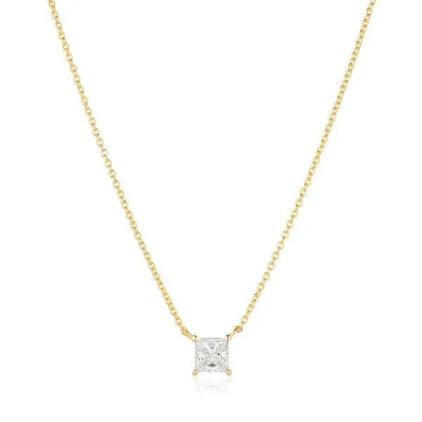 18kt Gold Plated CZ Solitaire Necklace Carroll's Jewelers Doylestown, PA