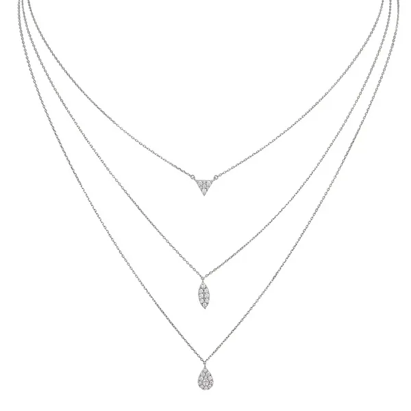 SS 3 layered CZ necklace similar item image