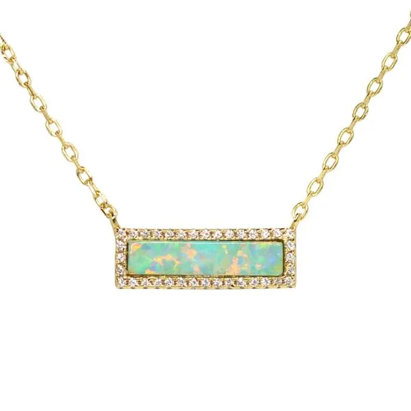 GP/SS LC Opal and CZ bar necklace