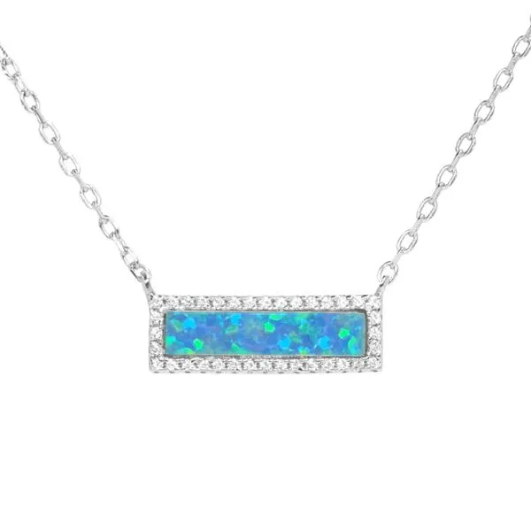 Sterling Silver Opal Bar Necklace
