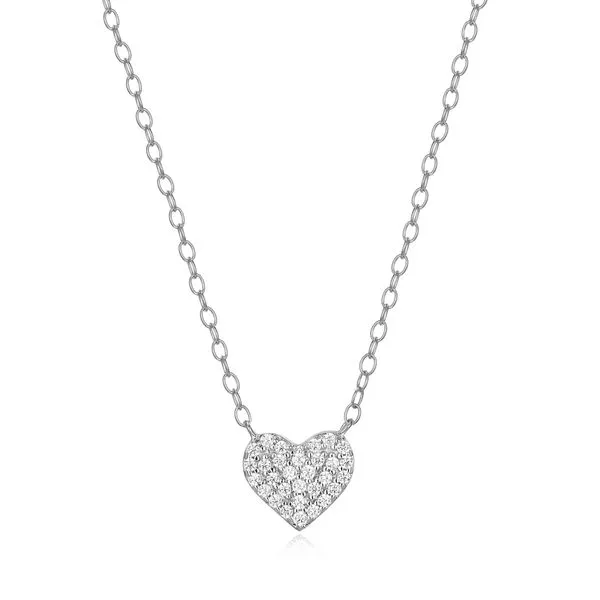 SS LG Pave Diamond Heart Necklace