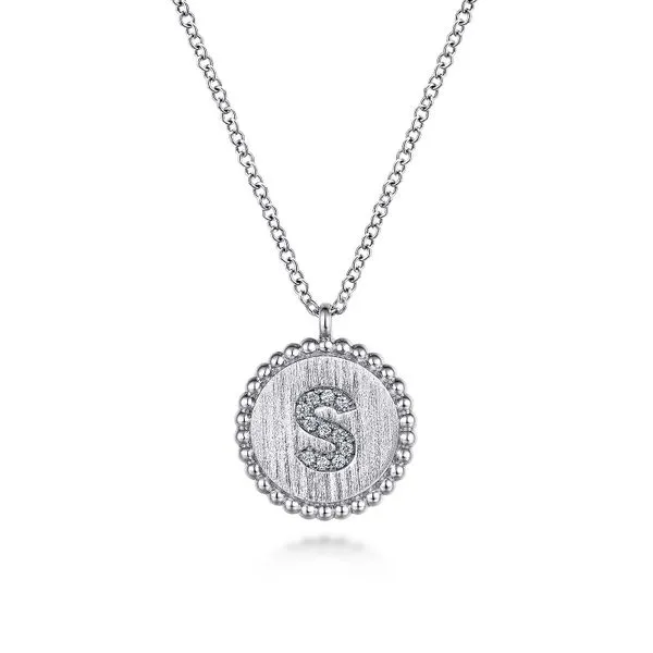 Gabriel Silver Diamond Initial S Necklace Carroll's Jewelers Doylestown, PA