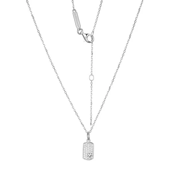 SS LG Diamond Pave Tag with Heart Carroll's Jewelers Doylestown, PA