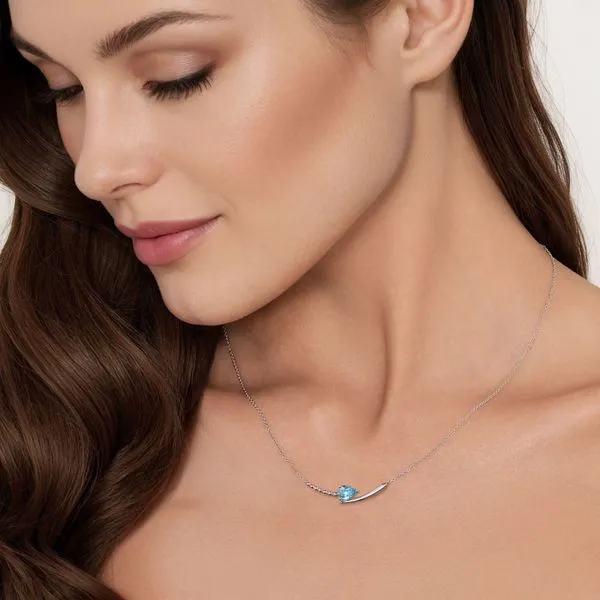 SS Blue Topaz Bar Necklace Image 2 Carroll's Jewelers Doylestown, PA