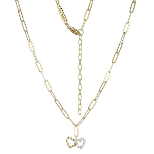 SS/GP Double Heart Diamond Necklace Carroll's Jewelers Doylestown, PA