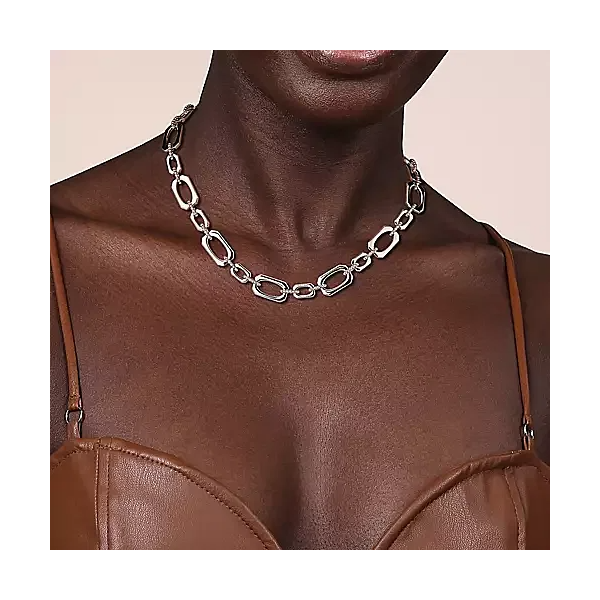 SS Geometric Link Chain Necklace 17
