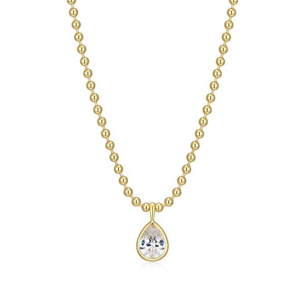GP/SS Beaded Neckace with CZ drop Carroll's Jewelers Doylestown, PA