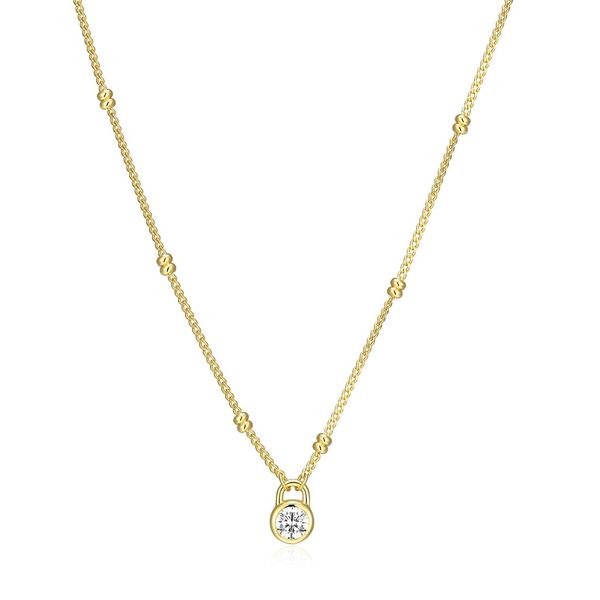 Gold Plated Silver Diamond Solitaire Bezel Necklace Carroll's Jewelers Doylestown, PA
