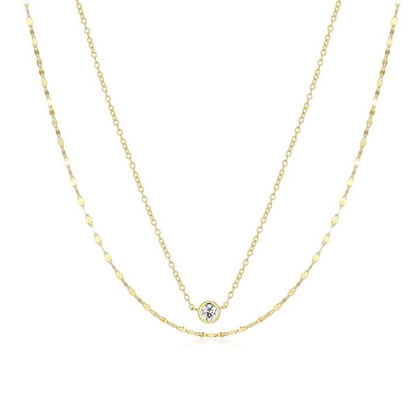 GP Double Layer Necklace with Bezel Diamond Carroll's Jewelers Doylestown, PA