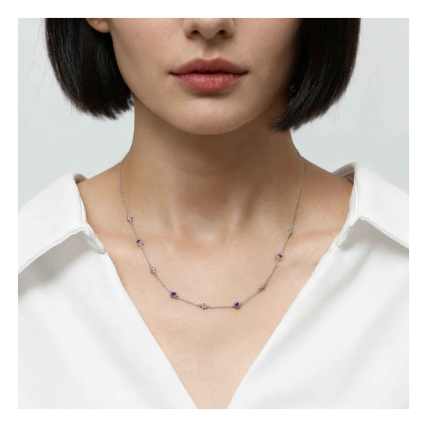 Sterling Silver Amethyst Station Necklace Image 3 Carroll's Jewelers Doylestown, PA