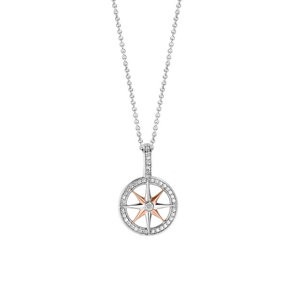 SS 2Tone Compass Necklace Carroll's Jewelers Doylestown, PA