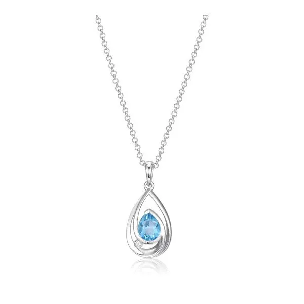 SS Blue topaz and Diamond Pendant Carroll's Jewelers Doylestown, PA