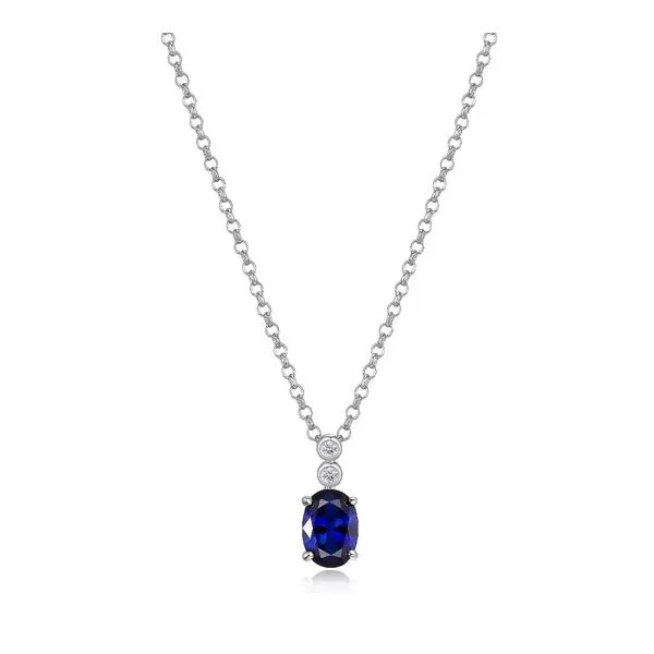 SS Lab Created Sapphire and Diamond Pendant Carroll's Jewelers Doylestown, PA