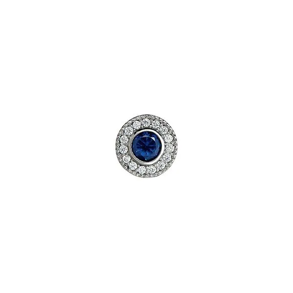 Gold Finish Sterling Silver Micropave Round Simulated Sap...