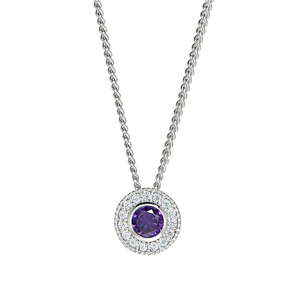 SS Simulated Amethyst February Birthstone Necklace Carroll's Jewelers Doylestown, PA