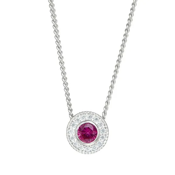 SS Simulated Ruby July Birthstone Necklace Carroll's Jewelers Doylestown, PA