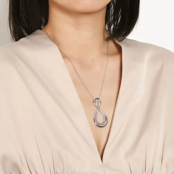 Gabriel 2 tone White Sapphire Teardop Necklace