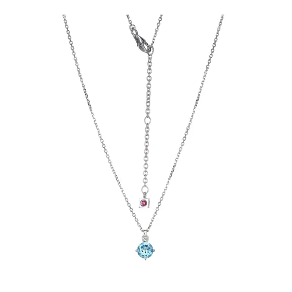 SS Blue Topaz and Lab Grown Diamond Pendant