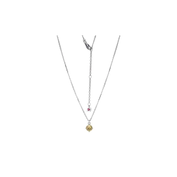 SS Citrine and Lab Grown Diamond Pendant