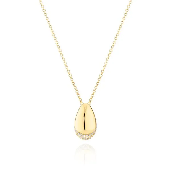GP/SS polished fashion necklace with pave CZ