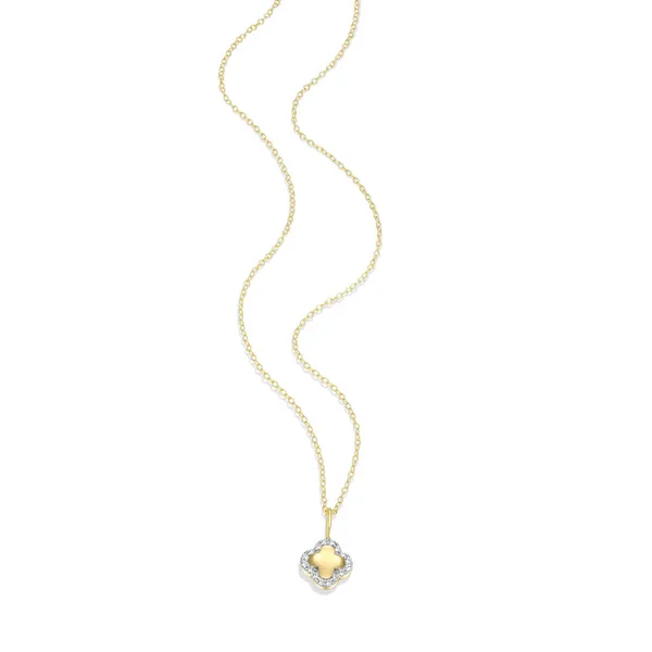 Yellow Gold Plated Silver Diamond Clover Pendant thumb image 2