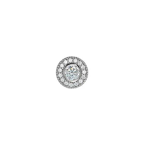 Sterling Silver Micropave Round Simulated Diamond Charm w...