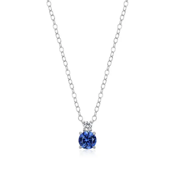 SS Lab Grown Sappire and Diamond Pendant