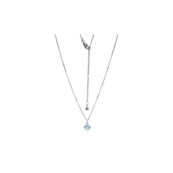 SS Blue Topaz and Lab Grown Diamond Pendant