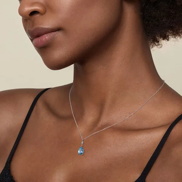 SS Blue Topaz solitaire Pendant Image 2 Carroll's Jewelers Doylestown, PA