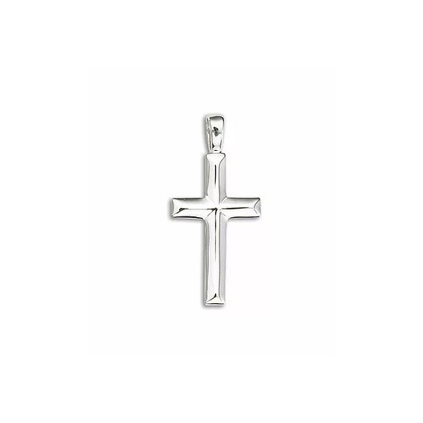 Sterling Silver Solid medium Angled Cross Carroll's Jewelers Doylestown, PA