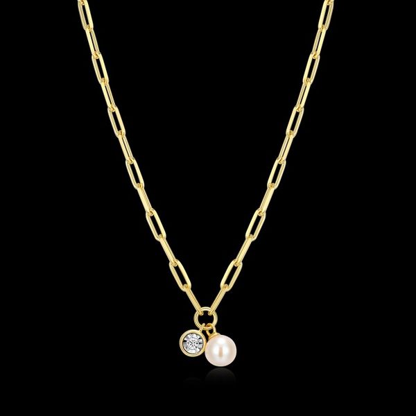 SS June Birthstone Pearl & LG Diamond Pendant Carroll's Jewelers Doylestown, PA