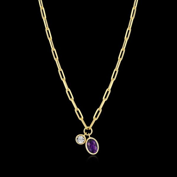 SS February Birthstone LG Amethyst & Diamond Pendant Carroll's Jewelers Doylestown, PA
