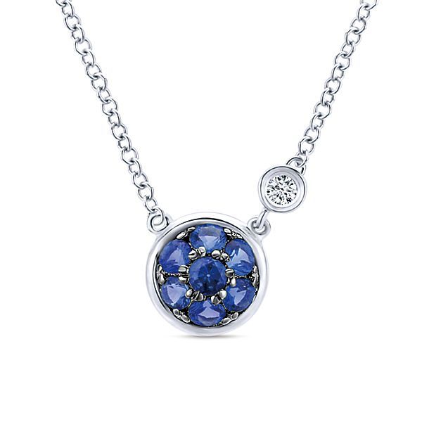 Sterling Silver Pave Pendant Sapphires And Diamond Carroll's Jewelers Doylestown, PA