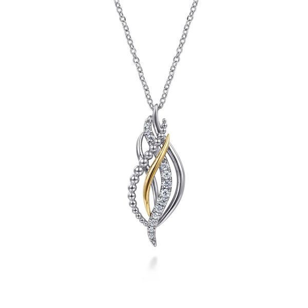 Gabriel 2 tone fashion pendant with white sapphire Carroll's Jewelers Doylestown, PA