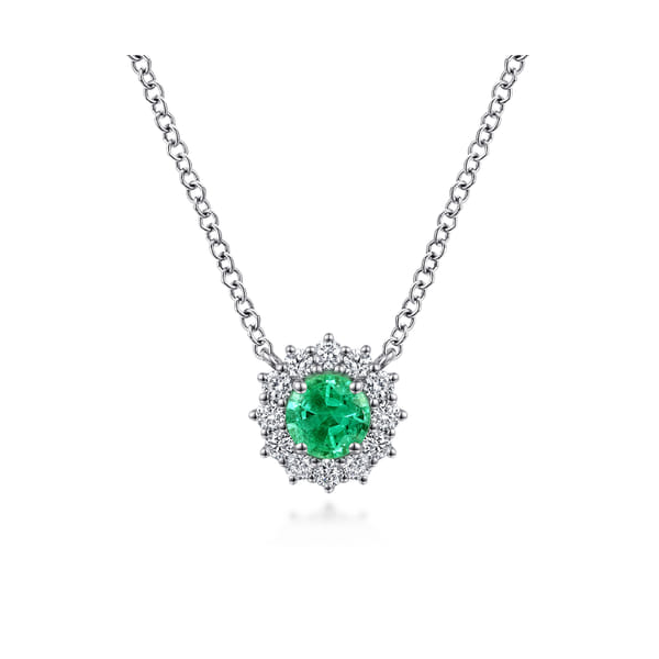 14kt WG Emerald & Diamond Pendant Carroll's Jewelers Doylestown, PA