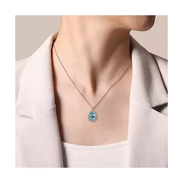 SS Blue Topaz Pendant Image 2 Carroll's Jewelers Doylestown, PA