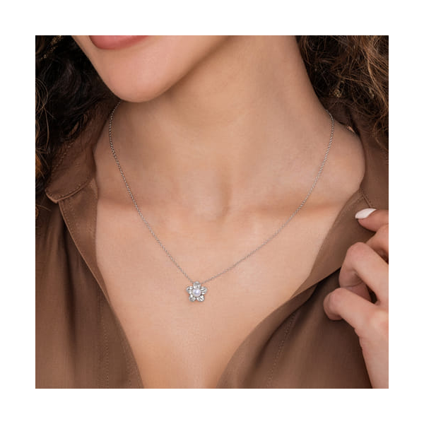 Gabriel Silver Pearl Flower Necklace Image 2 Carroll's Jewelers Doylestown, PA