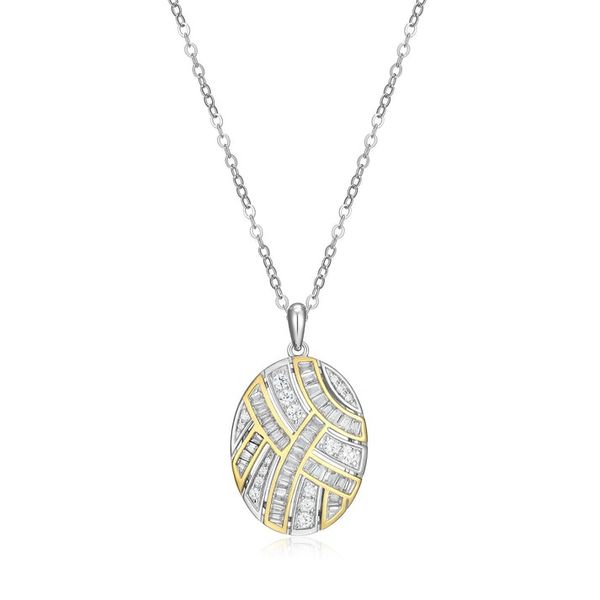 Two Tone CZ Baguette Oval Pendant Carroll's Jewelers Doylestown, PA