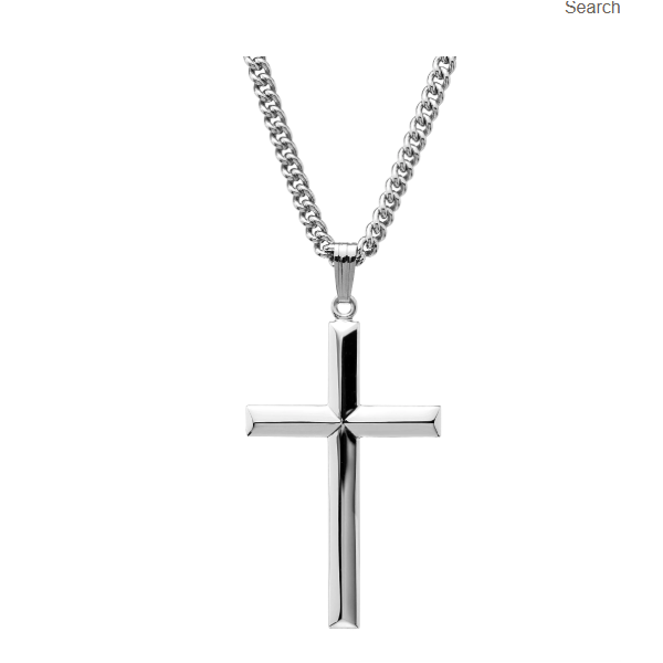 Silver Large Cross with Stainless Chain Carroll's Jewelers Doylestown, PA
