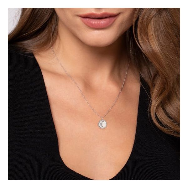 Silver Diamond Moon Pendant Image 2 Carroll's Jewelers Doylestown, PA