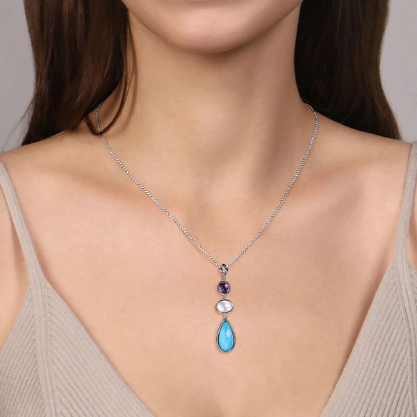 SS Multi color drop necklace Image 2 Carroll's Jewelers Doylestown, PA