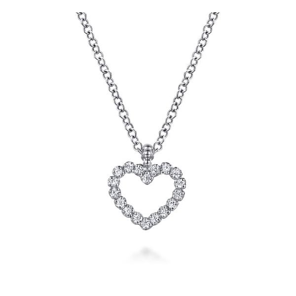 Silver White Sapphire Heart Necklace Carroll's Jewelers Doylestown, PA