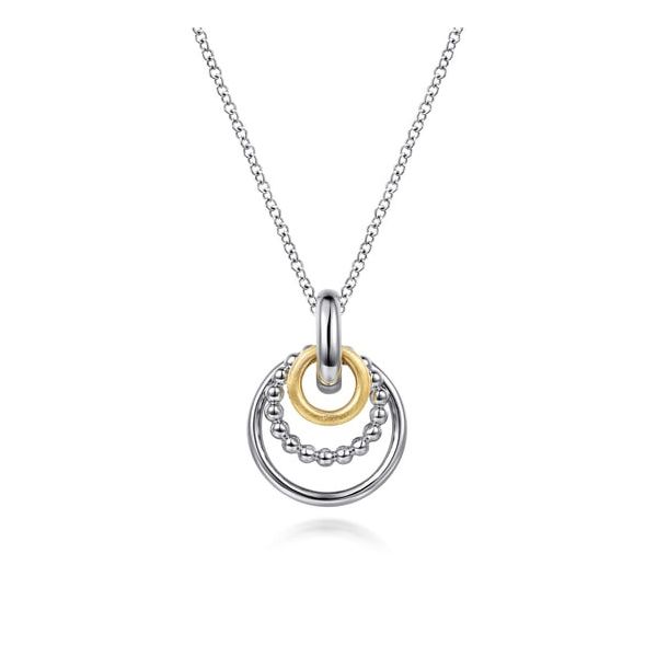 2 Tone Silver and Gold Circle Necklace Carroll's Jewelers Doylestown, PA