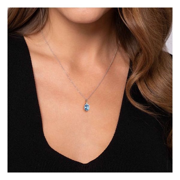 2 Tone Blue Topaz Bezel Pendant Image 2 Carroll's Jewelers Doylestown, PA