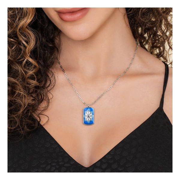 Silver White and Blue Enamel Dog Tag Pendant Image 3 Carroll's Jewelers Doylestown, PA
