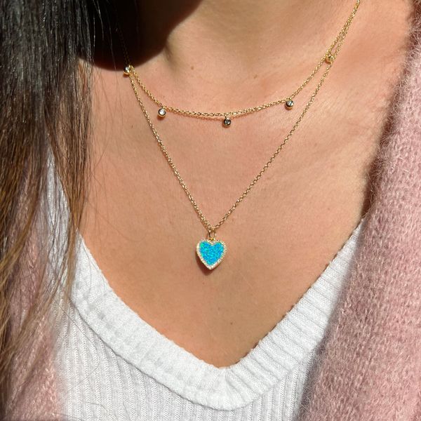 SS/GP Opal Heart Pendant Image 2 Carroll's Jewelers Doylestown, PA